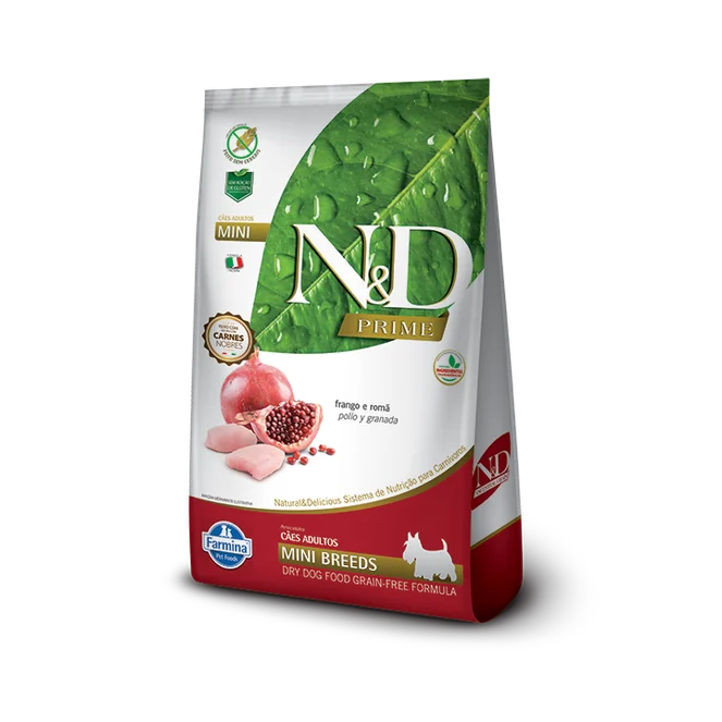 Embalagem de N&D Prime Adulto Mini Frango e Romã