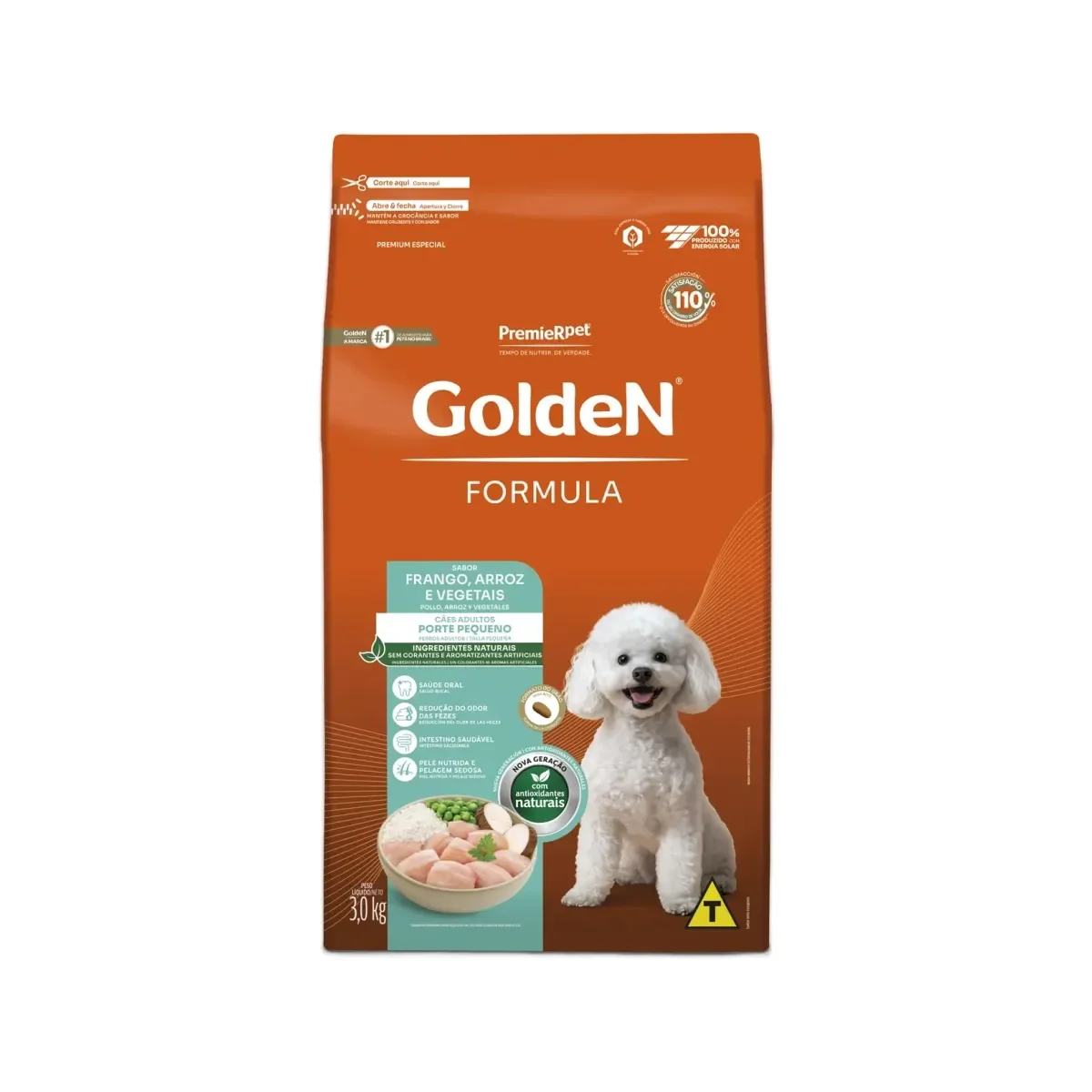 Embalagem de Golden Formula Adultos Porte Pequeno Frango e Arroz