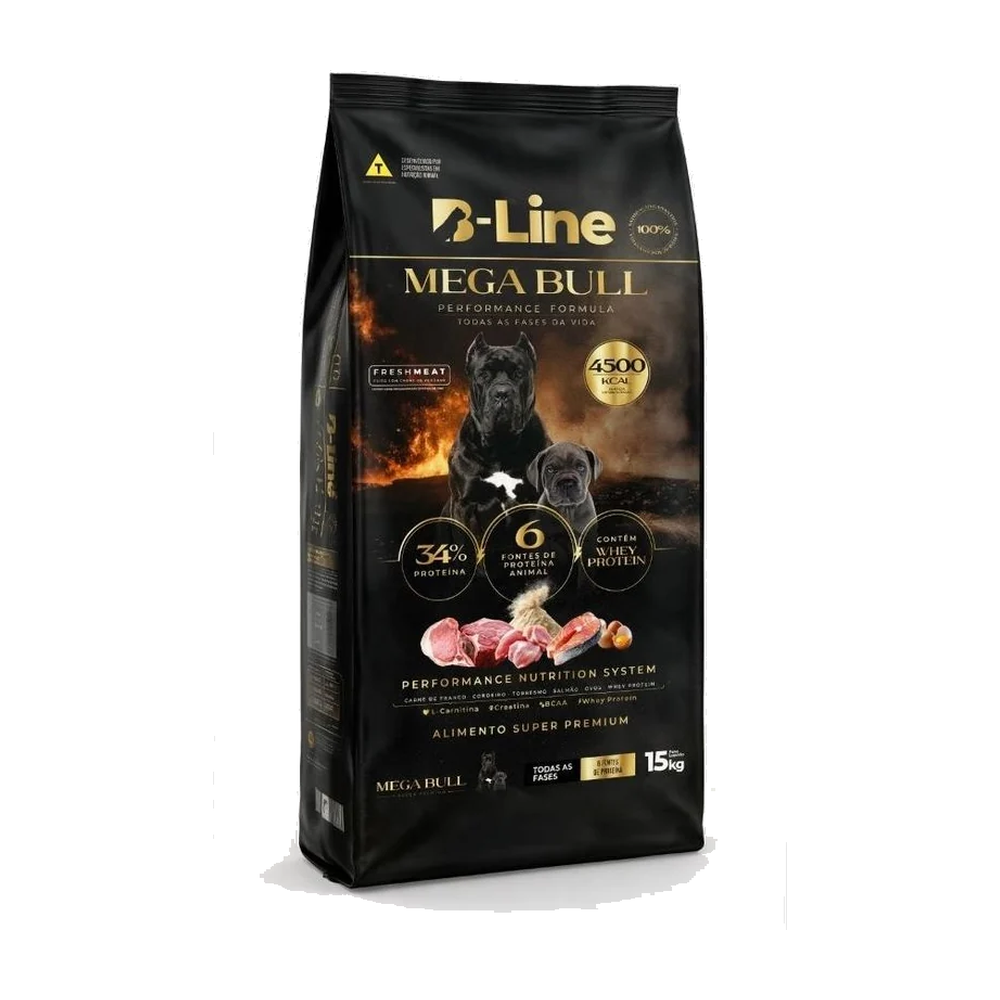 Embalagem da ração B-Line Mega Bull Performance Formula